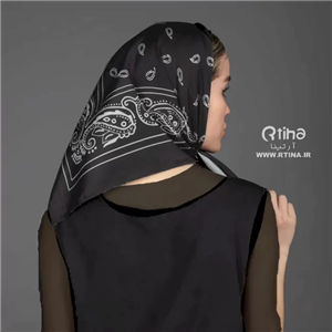 روسری مینی اسکارف دخترانه جدید طرح بته جقه (زمینه مشکی)