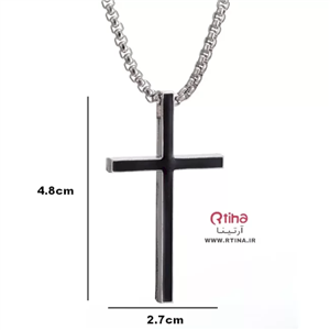 گردنبند صلیب مشکی مردانه و زنانه ساده + زنجیر 65cm
