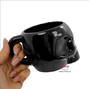 ماگ طرح اسکلت دسته دار مشکی/ سرامیکی براق