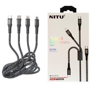 کابل 3 سر میکرو و تایپ سی و آیفون نیتو مدل NITU NC206G FAST GHARGING 3 in 1