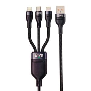 کابل سوپر فست شارژ کنفی 3 در 1 بیوا (biva) مدل c-09 3in1 طول 1.2 متر، 66 وات، 