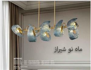 لوستر فوق مدرن خطی 5 شعله (طرح گلهای آبی)