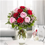 دسته گل رز هارمونی با گلدان (ارسال گل به آلمان)