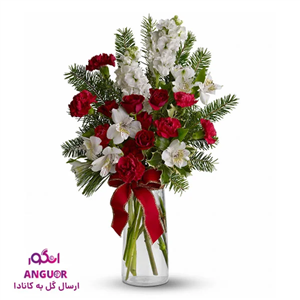 دسته گل تم قرمز کریسمس (ارسال گل به کانادا )