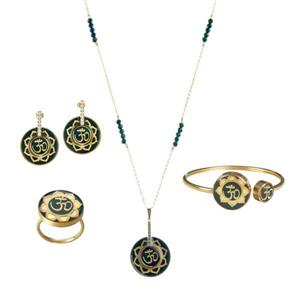 ست گردنبند,دستبند,گوشواره,انگشتر OM (سنگ عقیق)