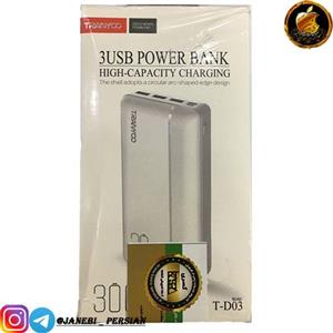 شارژر همراه ترانیو مدل T-D03 ظرفیت 30000 میلی آمپرساعت
