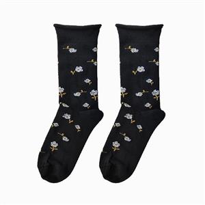 جوراب ساقدار زنانه نخی با طرح شکوفه سفید کد PH634