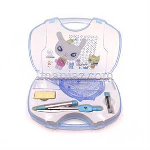 ست  پرگار و خط کش 7 تکه  HONGBO  کد  8010 آبی روشن