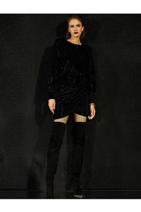 تونیک مجلسی پولکی شاین زنانه مشکی کوتون Koton (ساخت ترکیه)