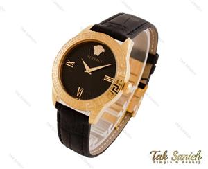 ساعت ورساچه زنانه طلایی بند چرم مشکی Versace-3941-L