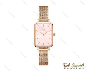 ساعت دنیل ولینگتون زنانه مستطیلی رزگلد صفحه صورتی DW-4053-L