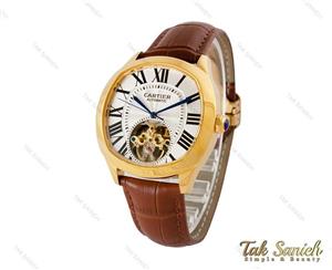 ساعت کارتیر درایو مردانه طلایی بند چرم اتوماتیک Cartier-4130-G