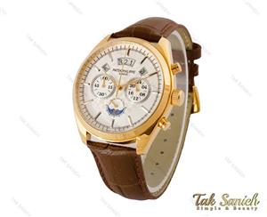 ساعت پتک فیلیپ مردانه سه موتوره بند چرم قهوه ای Patek-4139-G