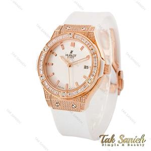ساعت هابلوت زنانه سفید رزگلد فول نگین Hublot-4200-L