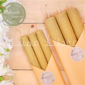 شمع موم عسلی 3تایی (بیزوکس)