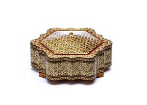 شکلات خوری خاتم کاری داخل راش استخوانی ۶ گوش 