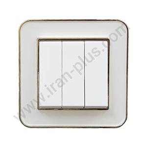 کلید سه پل مدل ارس سفید طلایی میانی سفید