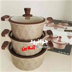 قابلمه ۶ پارچه زیو طرح دیاموند سایز ۳۲ دسته چوبی مدل Z-8170-32