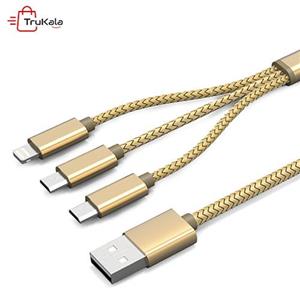 کابل تبدیل USB به MicroUSB و لایتنینگ الدینیو مدل LC85 3 In 1