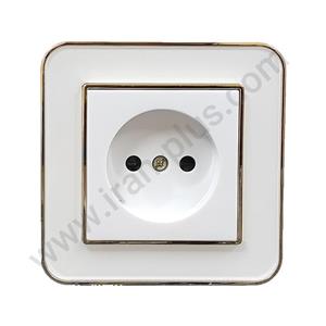 پریز برق ساده محافظ دار مدل ارس سفید طلایی میانی سفید