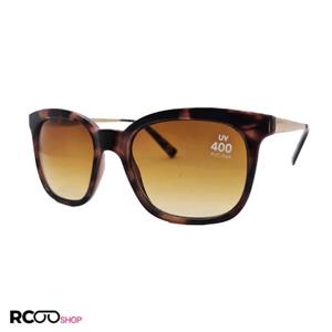 عینک آفتابی با فریم مربعی و دسته فلزی و لنز قهوه ای مدل 324-588