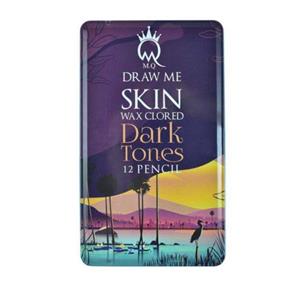 مداد رنگی 12 رنگ جعبه فلزی Dark SKIN ام کیو