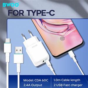 BWOO-CDA60C - باندل شارژر بهمراه کابل Type C