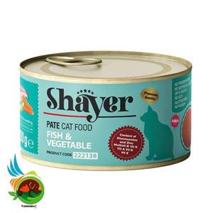 کنسرو گربه بالغ شایر با ماهی و سبزیجات Shayer pate fish vegetable وزن ۲۰۰ گرم 