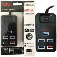 هاب ۵ پورت کلیددار با کابل ۱.۲ متری ورودی آداپتور میکرو NOVA X800 USB3.0