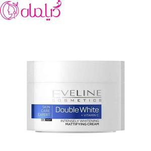 کرم مات کننده و سفید کننده ویتامین C دبل وایت روز و شب اولاین Eveline Skin Care Expert Double White Vitamin C Intensely Whitening Mattfying Day and Night Cream 50ml