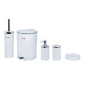 اکسسوری حمام و دستشویی 5 پارچه کنتراست کد 2900 خط ریز سفید کروم