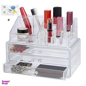 استند لوازم آرایش مدل Cosmetic همراه با 20 عدد دستمال مرطوب پاک کننده آرایش