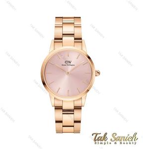ساعت دنیل ولینگتون زنانه آیکونیک رزگلد صفحه صورتی DW-4359-28-L