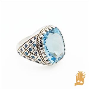 انگشتر فیلی مخراجی یاقوت کبود سنتاتیک