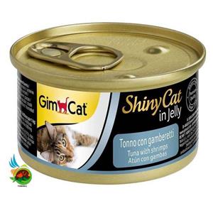 کنسرو گربه جیم کت با طعم ماهی تن میگو Gimcat shiny jelly tuna with shrimps وزن ۷۰ گرم 