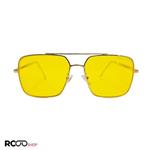 عینک شب با فریم مربعی و طلایی و عدسی زرد برند HUGO BOSS مدل D20181