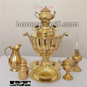 سرویس سماور زغالی برنجی 6 لیتری 12 ضلعی صادراتی و فوق سنگین