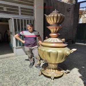 سماور برنجی زغالی 50، 60 و 70 لیتری قلمزنی