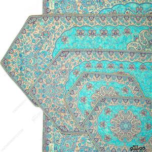 سرویس کامل رومیزی ترمه طرح سپهر رنگ فیروزه ای