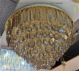 لوستر ال ای دی گرد طلایی زیر نگین