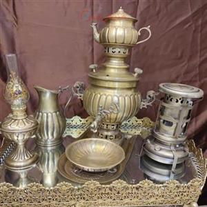 سماور زغالی کوچک/3 لیتری تمام برنجی/آنتیک باپوشش نانو