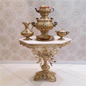 میز برگی شاخکی شش ضلعی قطر 50 جنس آلیاژ آلومنیوم آبکاری برنز کیفیت اعلاء