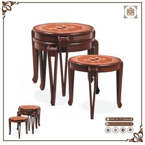 میز عسلی سه تیکه گرد رنگی