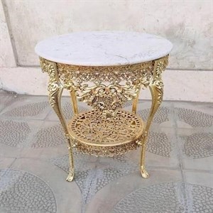 میز خاطره عرض 50 کفی مشبک جنس آلیاژ آلومنیوم آبکاری برنز رنگ ثابت