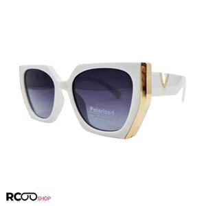 عینک آفتابی پلار با فریم سفید و طلایی رنگ برند Valentino مدل VN58002 