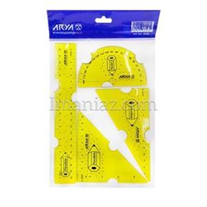 ست  خط کش ، گونیا 60 و 45 درجه و نقاله  آریا  ژله ای کد 8028