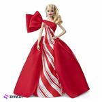 عروسک باربی لباس قرمز مدل Barbie FXF01 2019 Holiday Barbie Doll