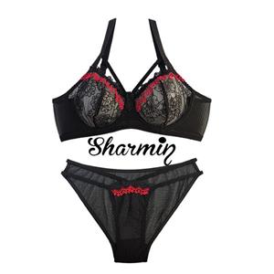 ست شورت و سوتین تورگاز رنگ مشکی- قرمز برند شارمین کد ZP68.3