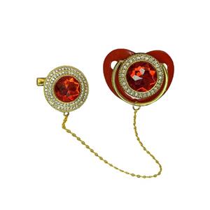 پستانک زنجیر دار نگین دار – سفید نگین سبز