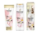 پکیج اقتصادی ماسک مو، شامپو و سرم حجم دهنده حاوی بیوتین و عصاره گل پنتن Pantene